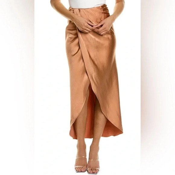 NWT Line and Dot Copper Wrap Midi Skirt Size XS XSmall - Picture 1 of 5